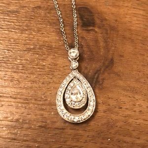 Sterling silver + CZ teardrop necklace
